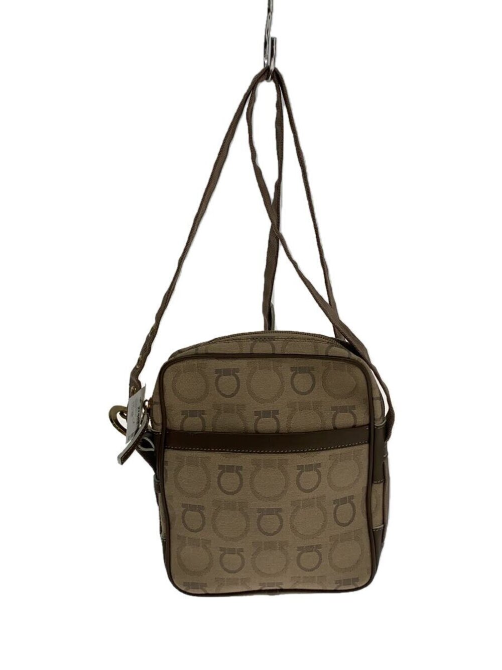 Salvatore Ferragamo Shoulder Bag Canvas Beige Cream All over